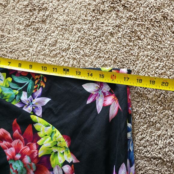 Pomodoro Floral Midi Skirt Womens UK 16 US 12 Black Multi Boho Cottage A-line - Picture 8 of 10